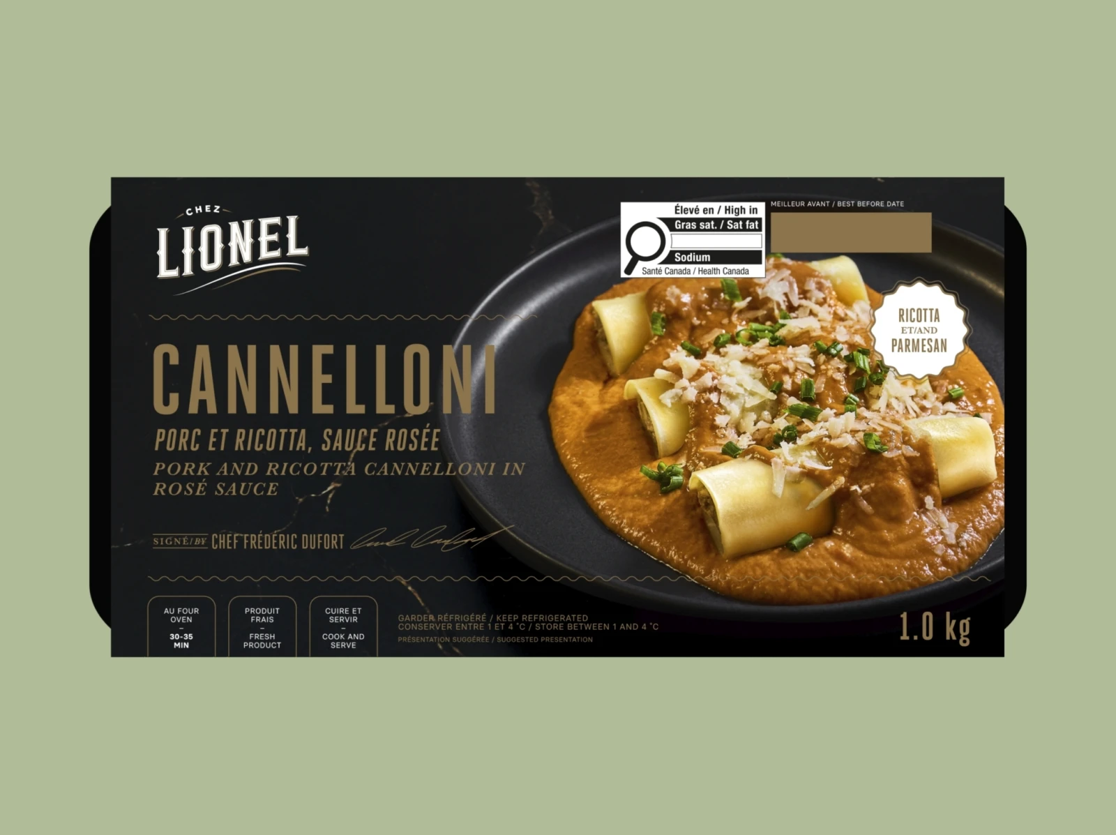Cannelloni proc et ricotta sauce rose