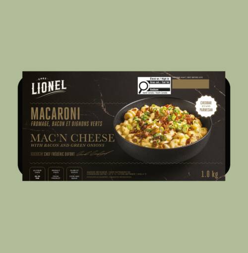 Macaroni fromage bacon et oignons verts